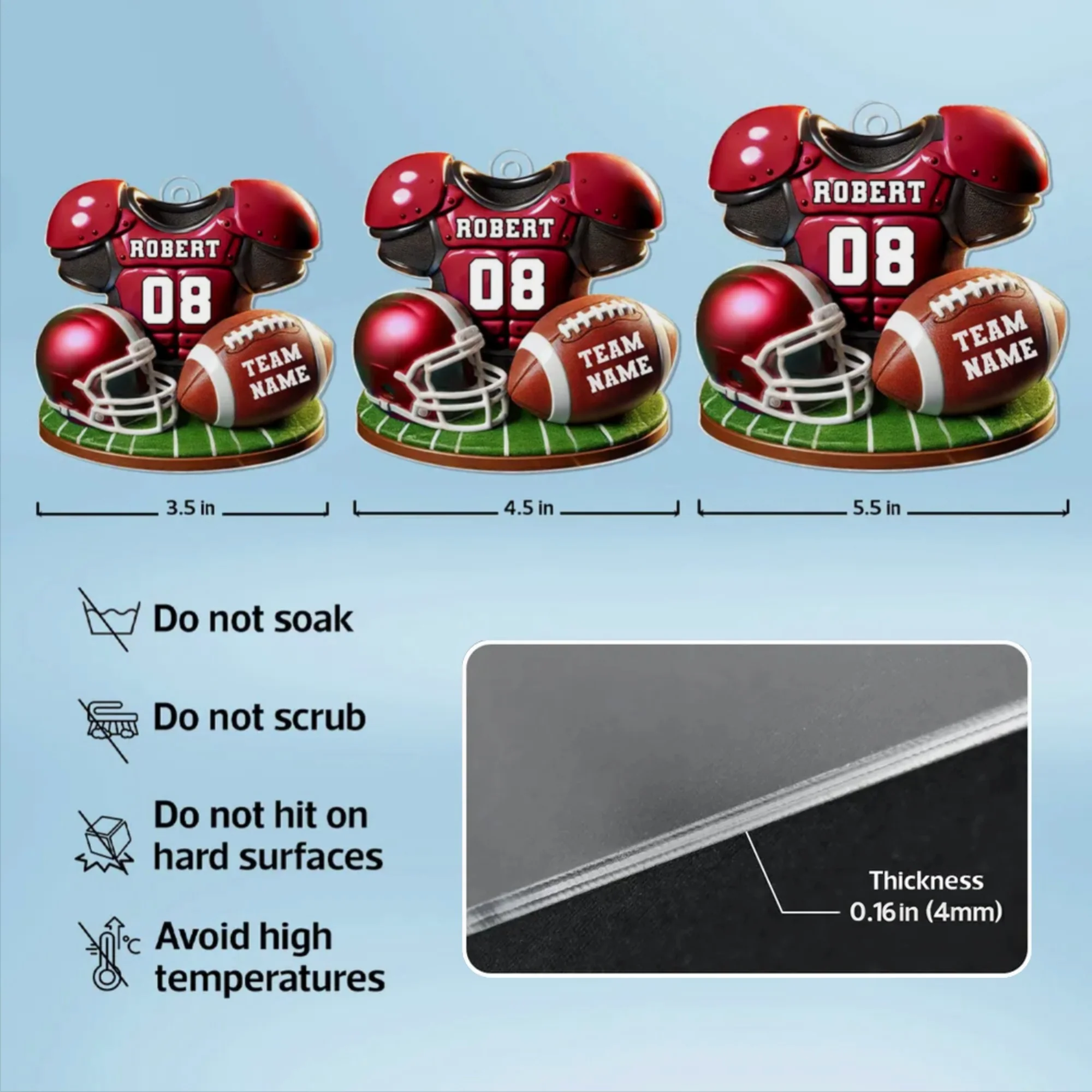 Acrylic Ornament Football Jersey & Helmet, Custom Team Gift for Players and Fans, Tree or Car Mirror, Unique Holiday Decor - Image 4