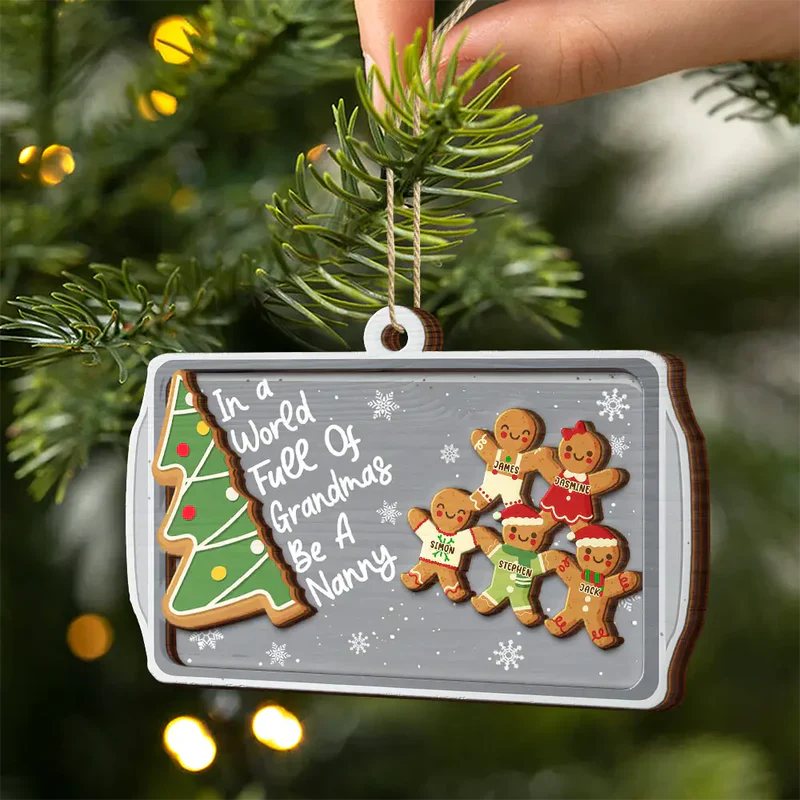 Personalized Gingerbread Ornament for Christmas, wooden 2-layer, cute cartoon style, creative gift for Grandmother - Image 3