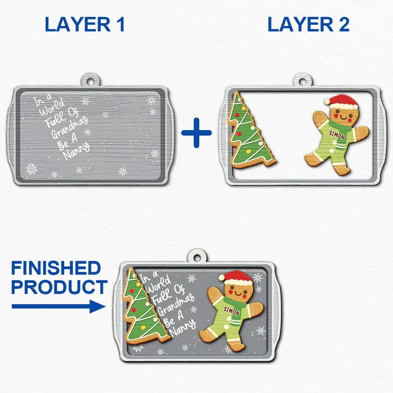 Personalized Gingerbread Ornament for Christmas, wooden 2-layer, cute cartoon style, creative gift for Grandmother - Image 5