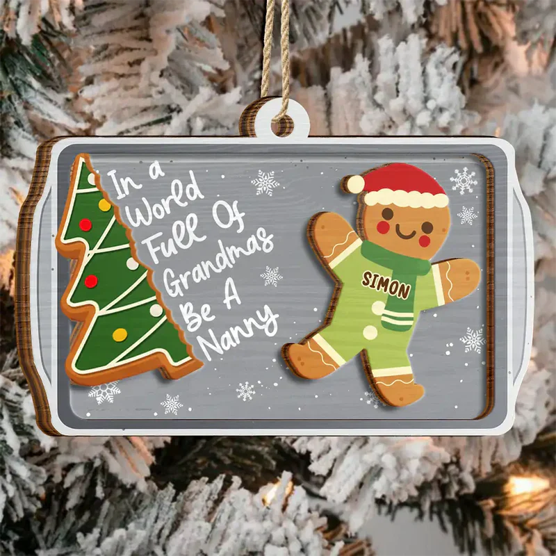 Personalized Gingerbread Ornament for Christmas, wooden 2-layer, cute cartoon style, creative gift for Grandmother - Image 6