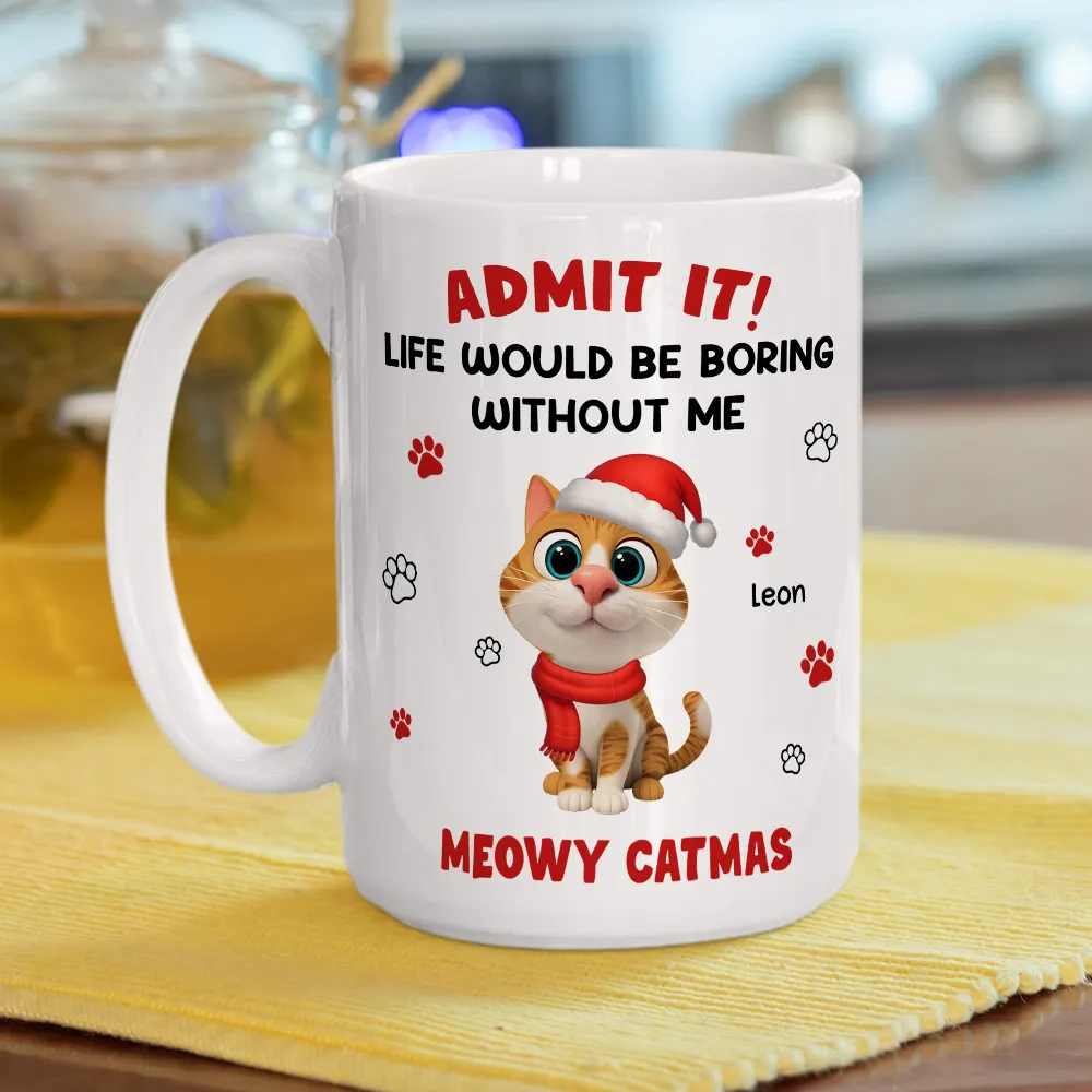 Cartoon Cat Mug, Customizable Festive Design for Christmas, Playful Holiday Cheer, a Unique Gift for Cat Lovers - Image 3