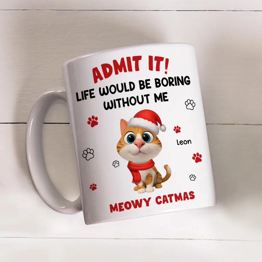 Cartoon Cat Mug, Customizable Festive Design for Christmas, Playful Holiday Cheer, a Unique Gift for Cat Lovers - Image 5