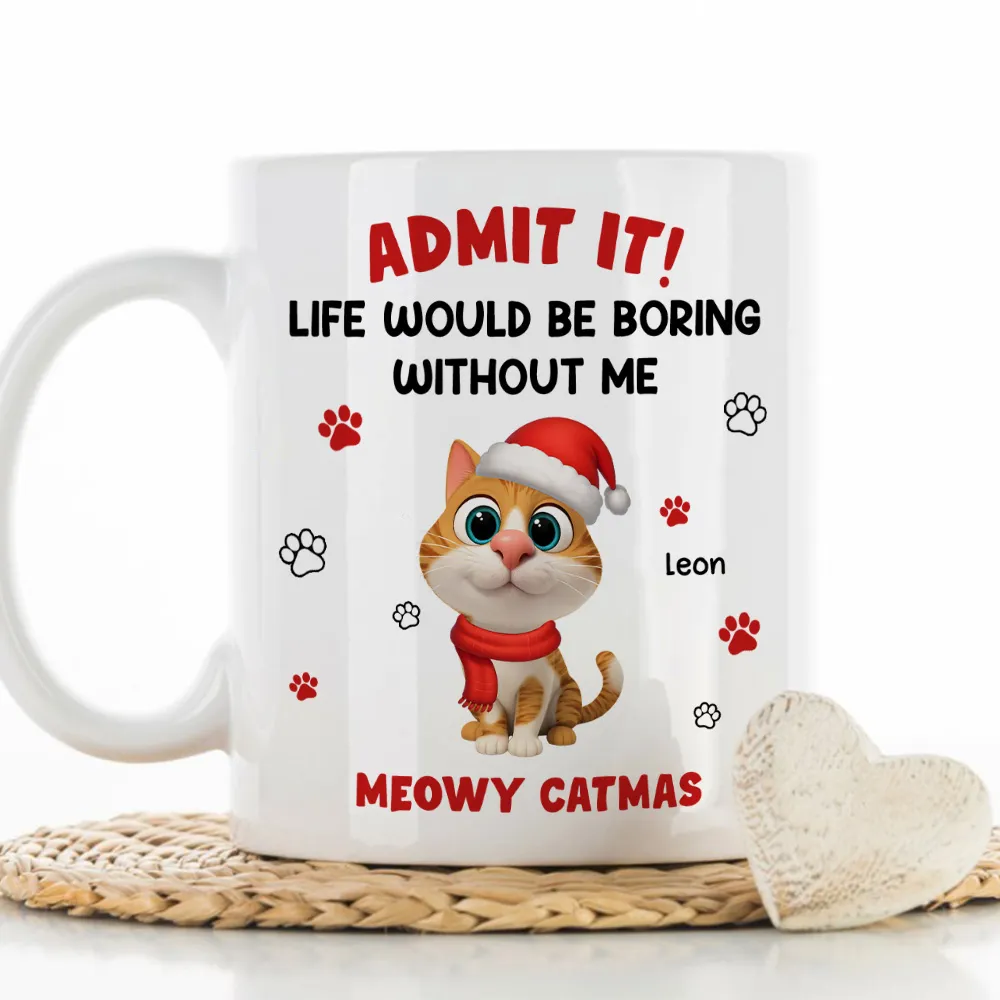 Cartoon Cat Mug, Customizable Festive Design for Christmas, Playful Holiday Cheer, a Unique Gift for Cat Lovers - Image 7