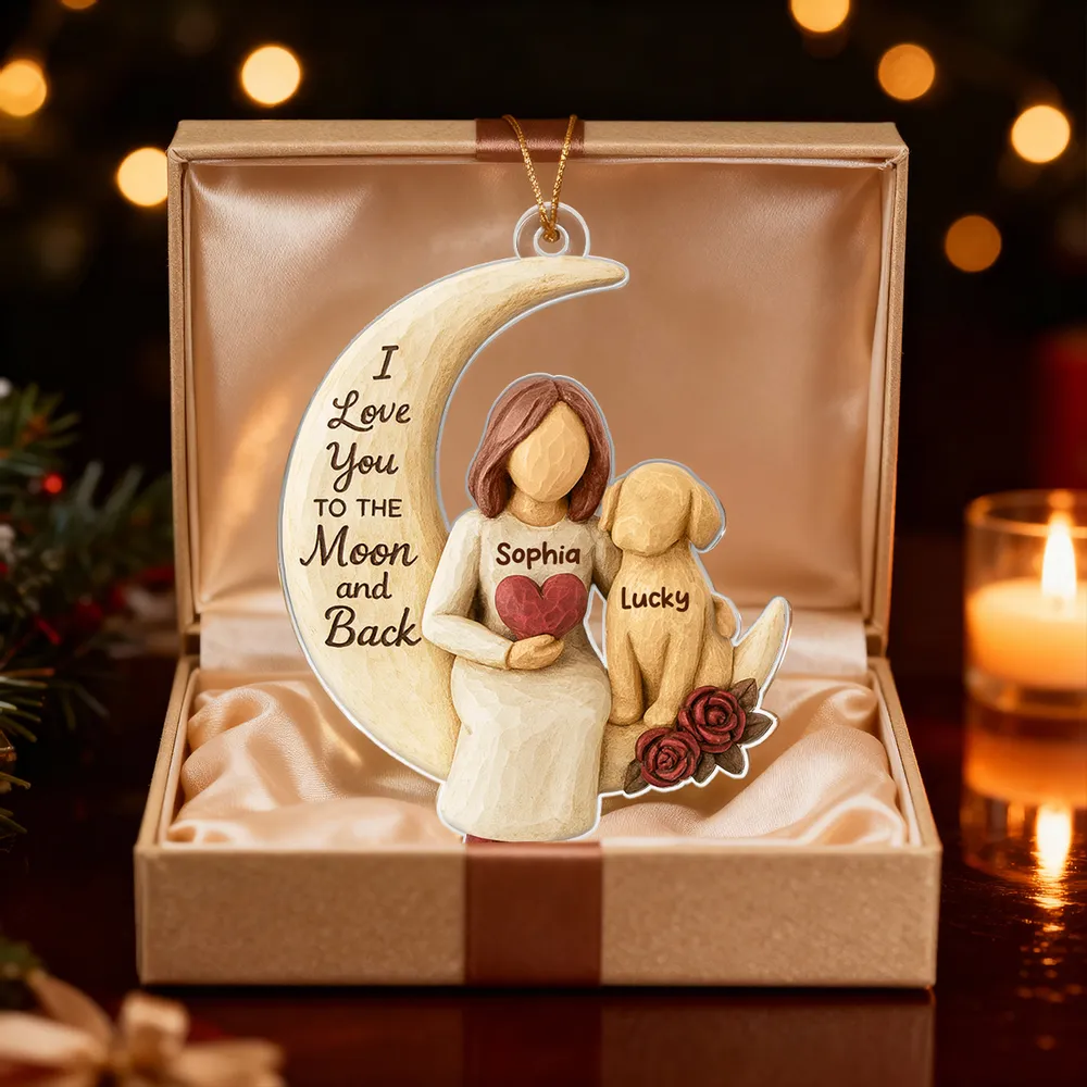 Personalized Acrylic Ornament for Dog Mom, Moon & Dog Design, I Love You to the Moon and Back, Unique Gift - Image 6