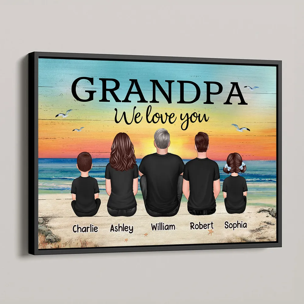 Poster Personalized Grandpa Beach Scene Family Art, You Are Our World, Vintage Style, Unique Gift from Grandkids - Image 12