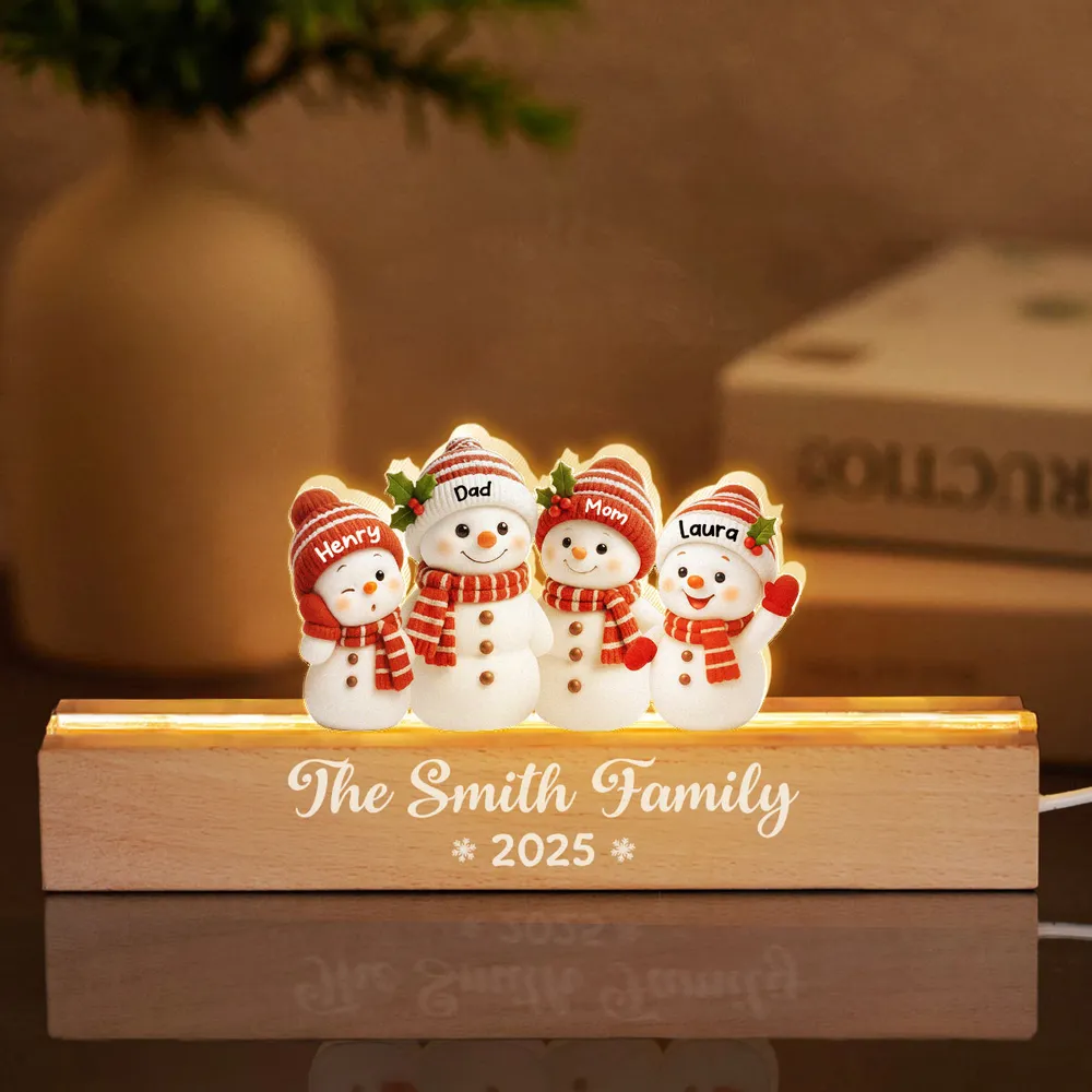 Snowman Grandkids Acrylic Block LED Plaque - Cozy Christmas Glow, a unique gift for Grandparents - Image 7