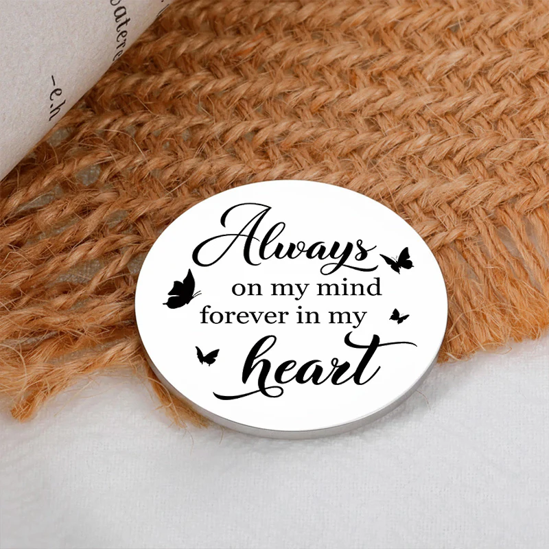 Pocket Hug Keepsake, Stainless Steel, Customizable Mother & Daughter Art, Always on My Mind, Unique Gift for Mom or Daughter - Image 2