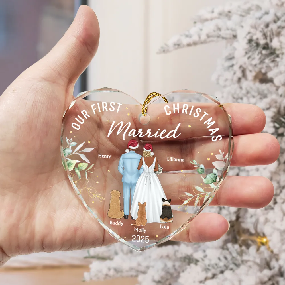 Crystal Heart Ornament for Couples - Elegant Glass Heart, Personalized Mr & Mrs First Christmas, Creative Wedding Gift - Image 3