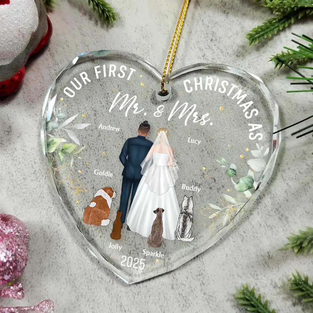 Crystal Heart Ornament for Couples - Elegant Glass Heart, Personalized Mr & Mrs First Christmas, Creative Wedding Gift - Image 4