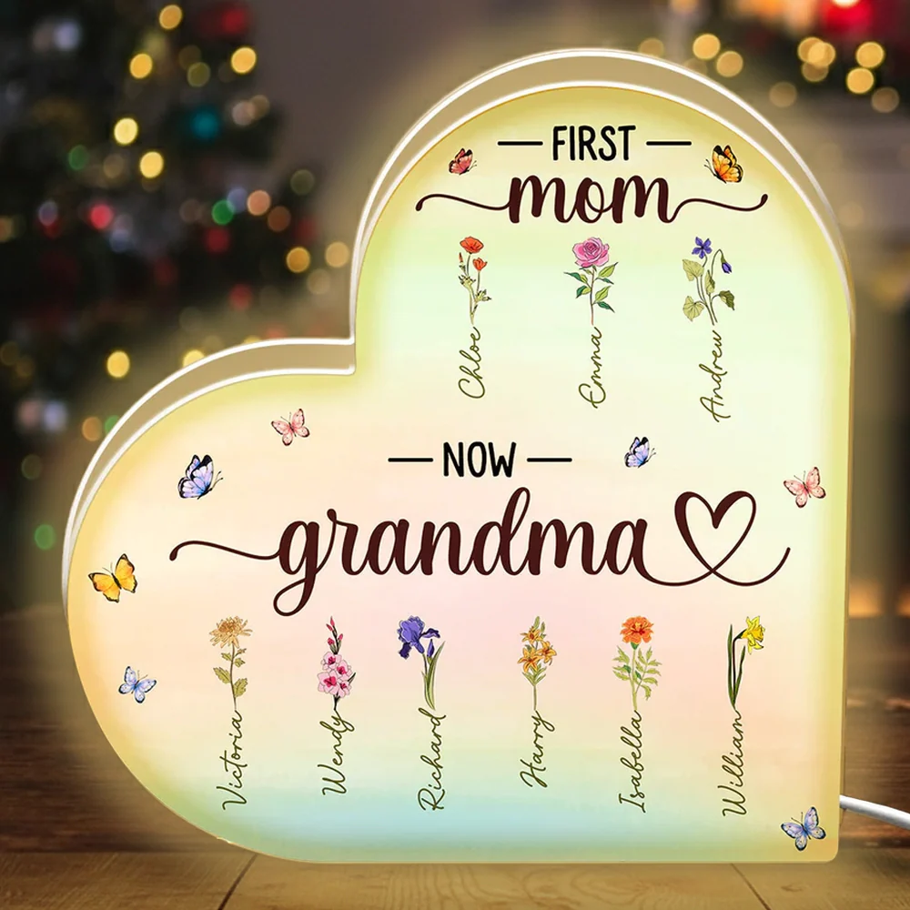 Acrylic Light Box Heart-Shaped, Custom Design, Bedroom Lamp, Warm Glow, Unique Gift for Mom & Grandma