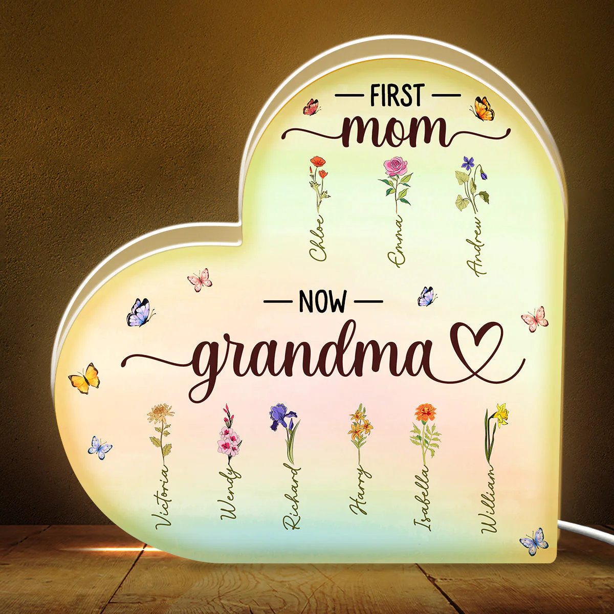 Acrylic Light Box Heart-Shaped, Custom Design, Bedroom Lamp, Warm Glow, Unique Gift for Mom & Grandma - Image 3