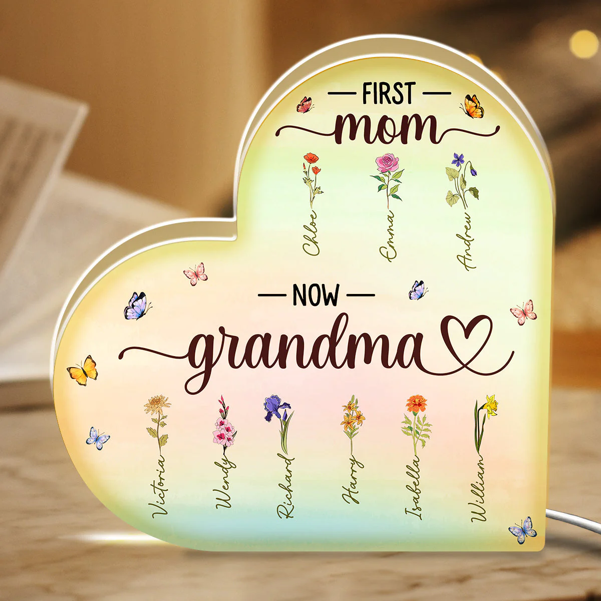 Acrylic Light Box Heart-Shaped, Custom Design, Bedroom Lamp, Warm Glow, Unique Gift for Mom & Grandma - Image 4