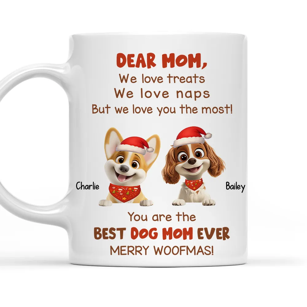 Personalized Mug for Pet Parent - Christmas Cartoon Pups, Custom Quote, Cozy Holiday Cheer, a unique gift for Dog Mom or Dad - Image 6