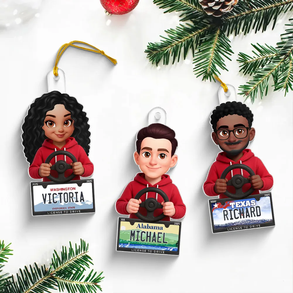 Custom State License Plate Driving Ornament – Unique Christmas Tree Decor for New Drivers - Image 6