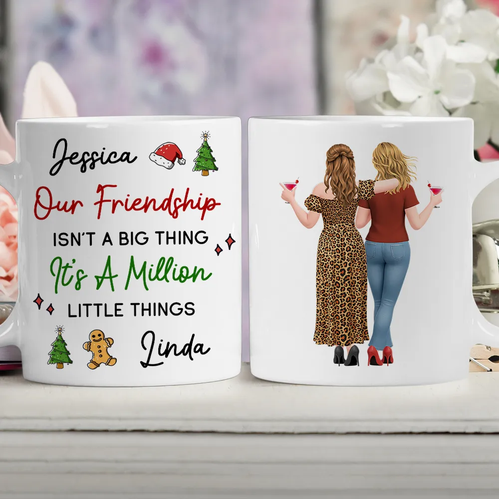 Mug with Friendship Quote & Festive Friends Art, cozy holiday coffee, unique gift for Best Friend