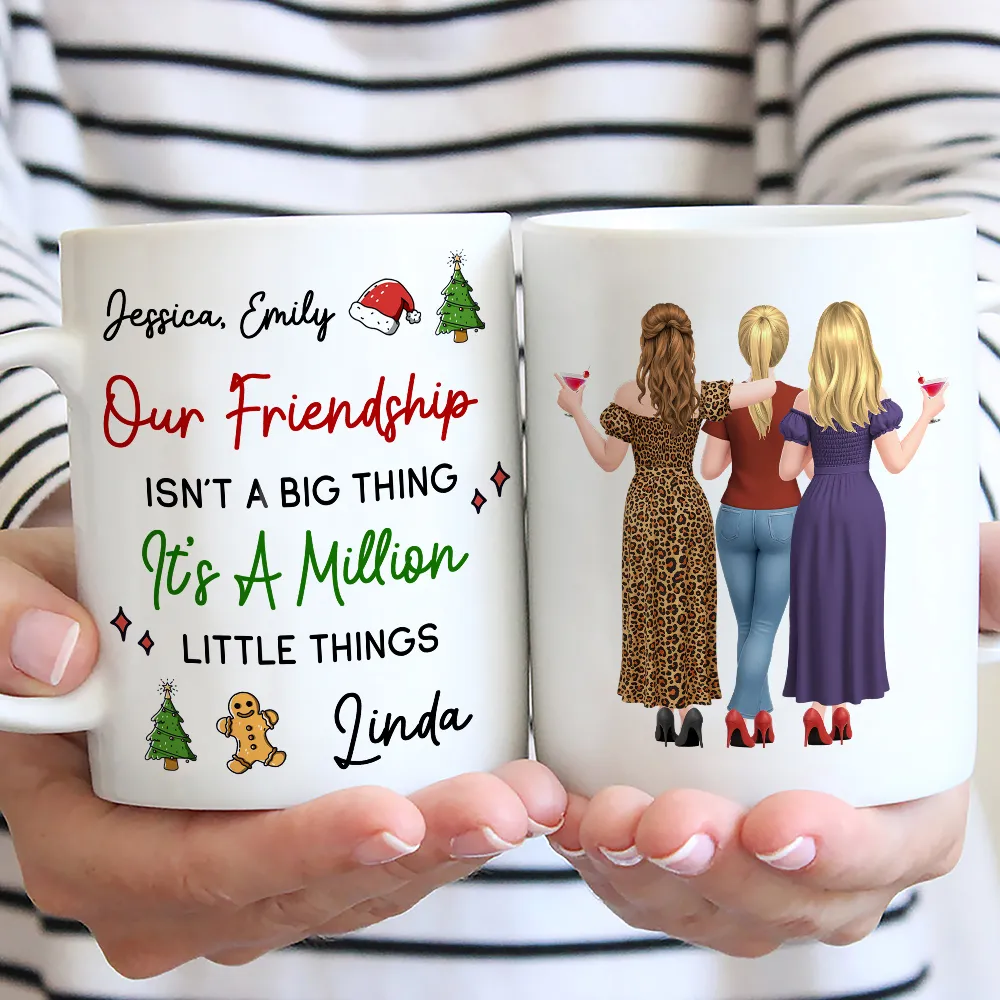 Mug with Friendship Quote & Festive Friends Art, cozy holiday coffee, unique gift for Best Friend - Image 3
