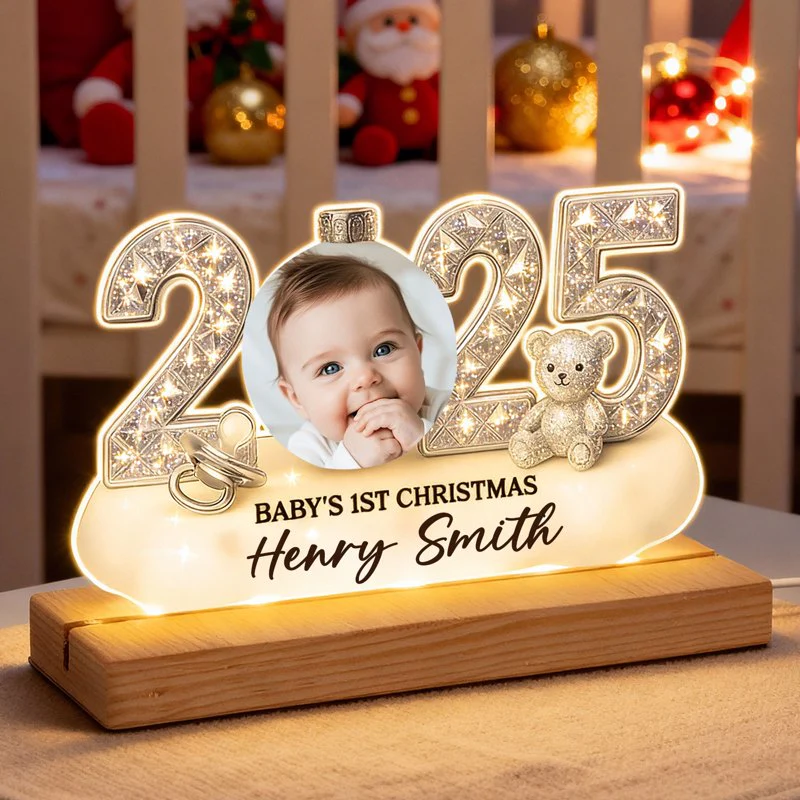 LED Light Plaque Baby Photo Night Light, Warm Glow for Christmas Nursery Decor, Cozy Keepsake, a Unique Gift for New Parents - Image 2