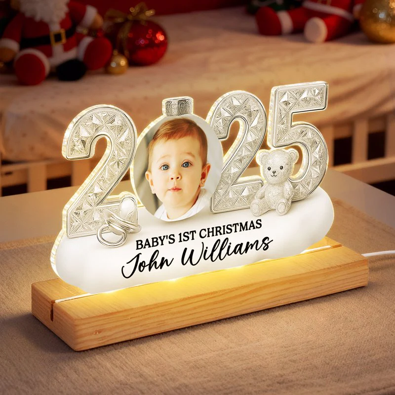 LED Light Plaque Baby Photo Night Light, Warm Glow for Christmas Nursery Decor, Cozy Keepsake, a Unique Gift for New Parents - Image 5