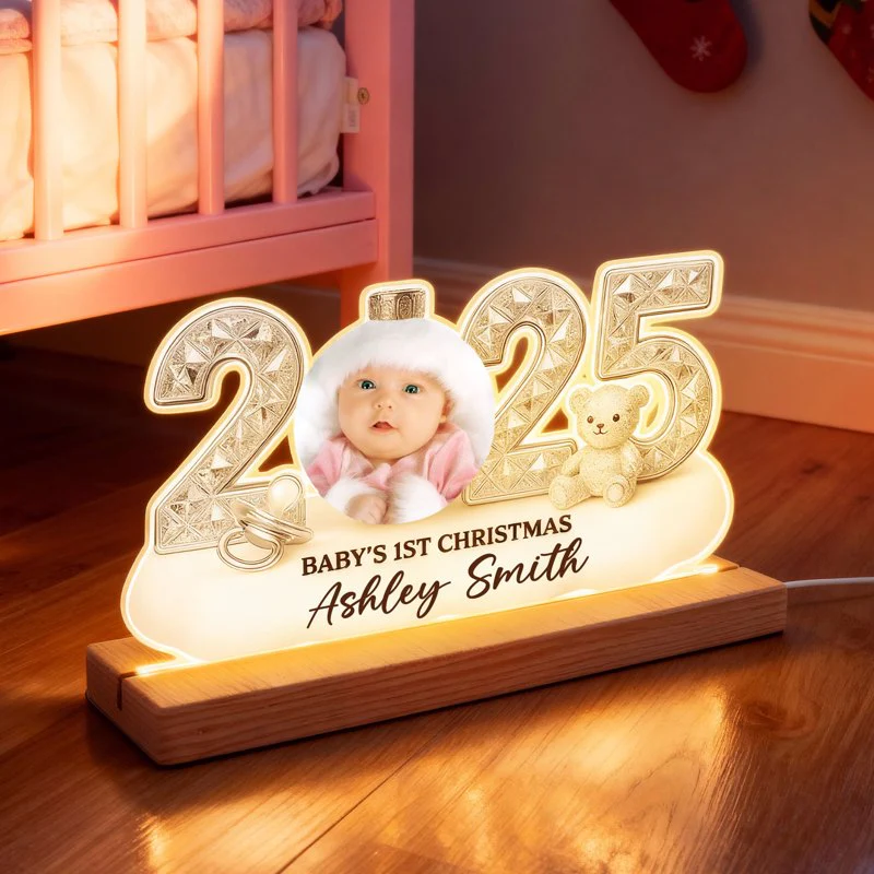 LED Light Plaque Baby Photo Night Light, Warm Glow for Christmas Nursery Decor, Cozy Keepsake, a Unique Gift for New Parents - Image 6