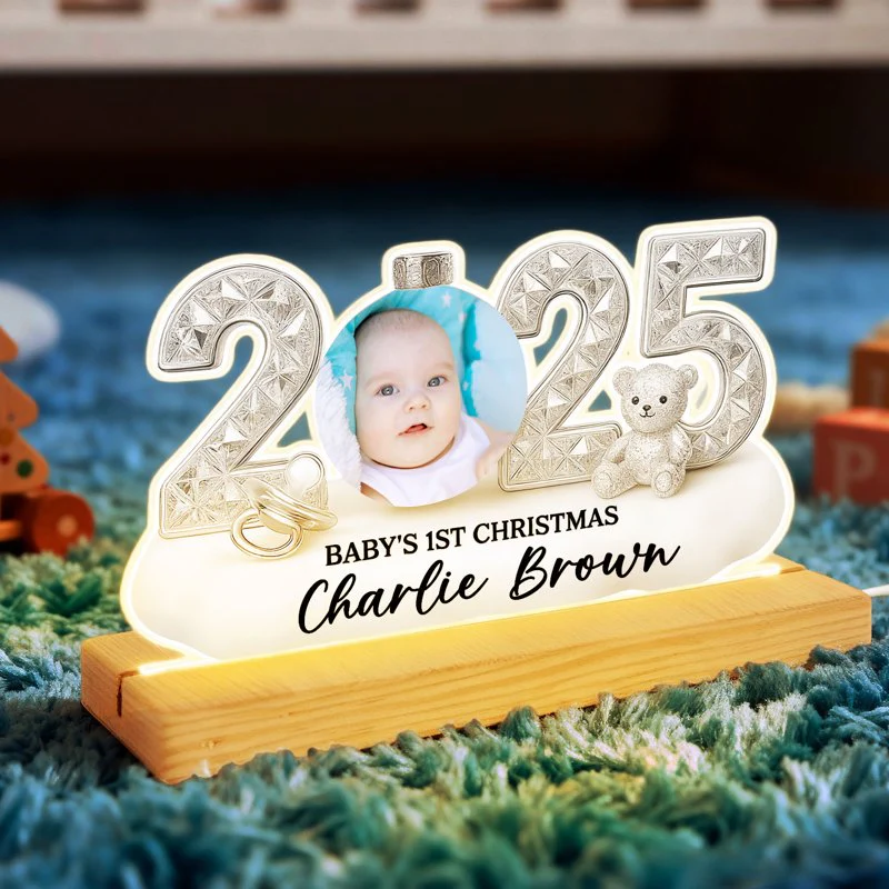 LED Light Plaque Baby Photo Night Light, Warm Glow for Christmas Nursery Decor, Cozy Keepsake, a Unique Gift for New Parents - Image 7