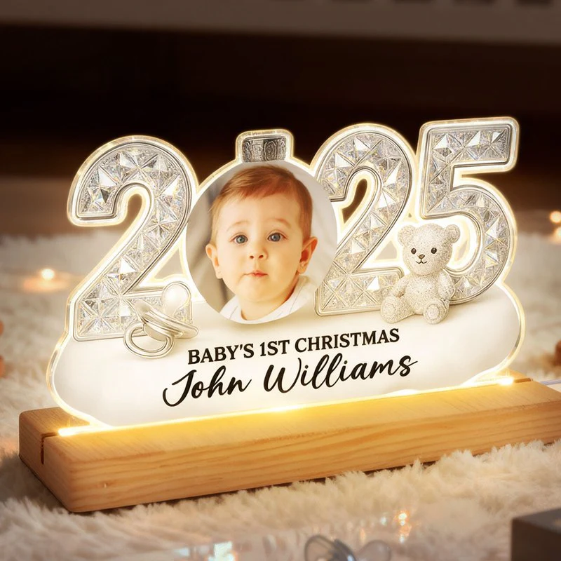 LED Light Plaque Baby Photo Night Light, Warm Glow for Christmas Nursery Decor, Cozy Keepsake, a Unique Gift for New Parents - Image 8
