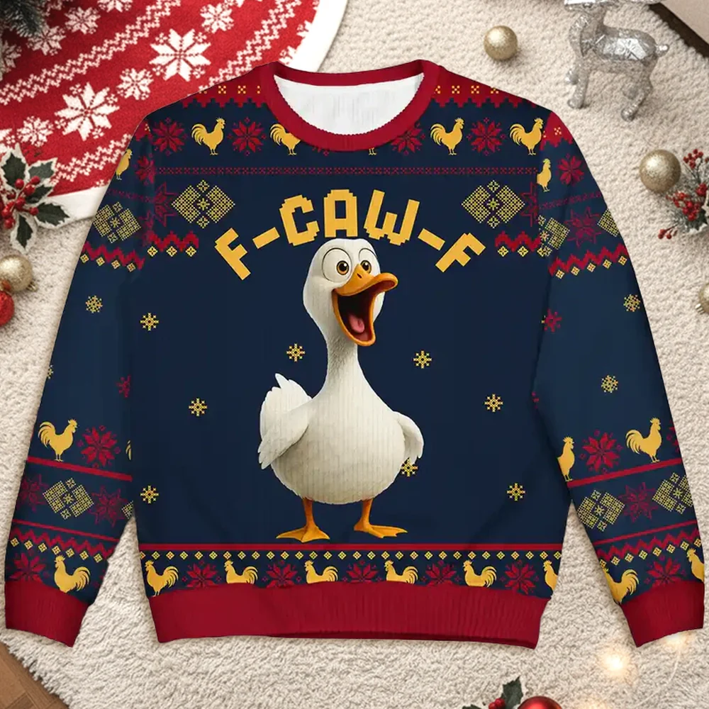 Sweatshirt with Hilarious Rooster Graphic, Ugly Sweater Vibes for Christmas, a unique gift for friends or coworkers - Image 2