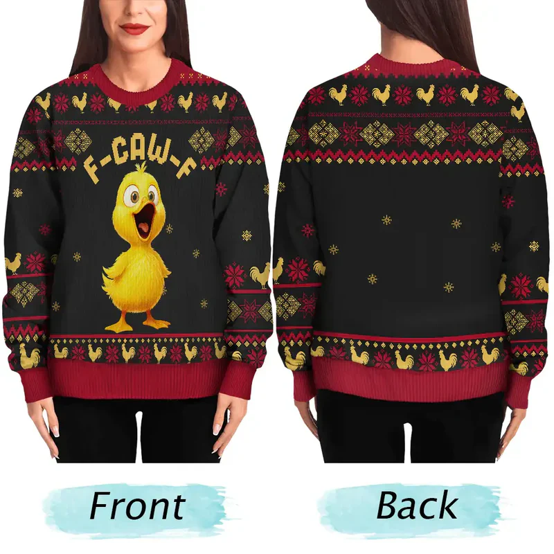 Sweatshirt with Hilarious Rooster Graphic, Ugly Sweater Vibes for Christmas, a unique gift for friends or coworkers - Image 5