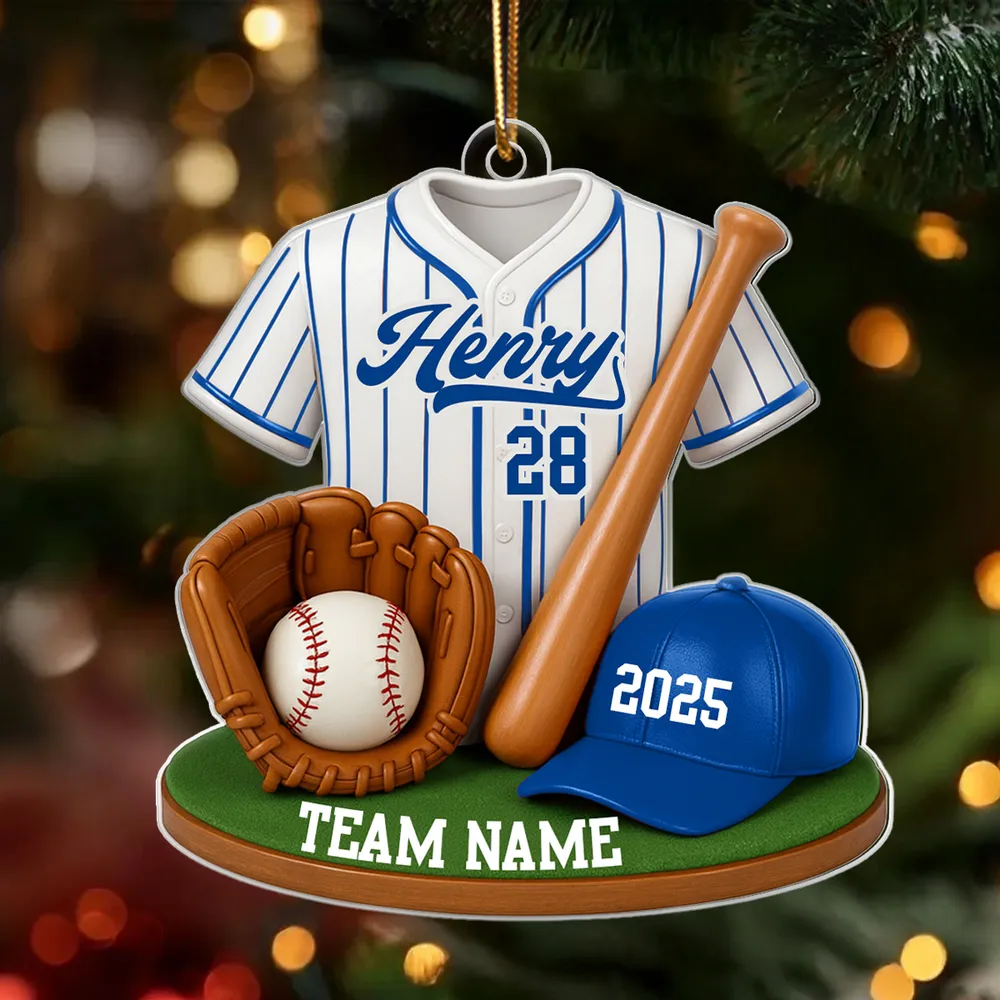 Personalized Baseball Jersey & Gear Ornament – Custom Name, Number & Team, Perfect Christmas Gift for Players and Fans - Image 7