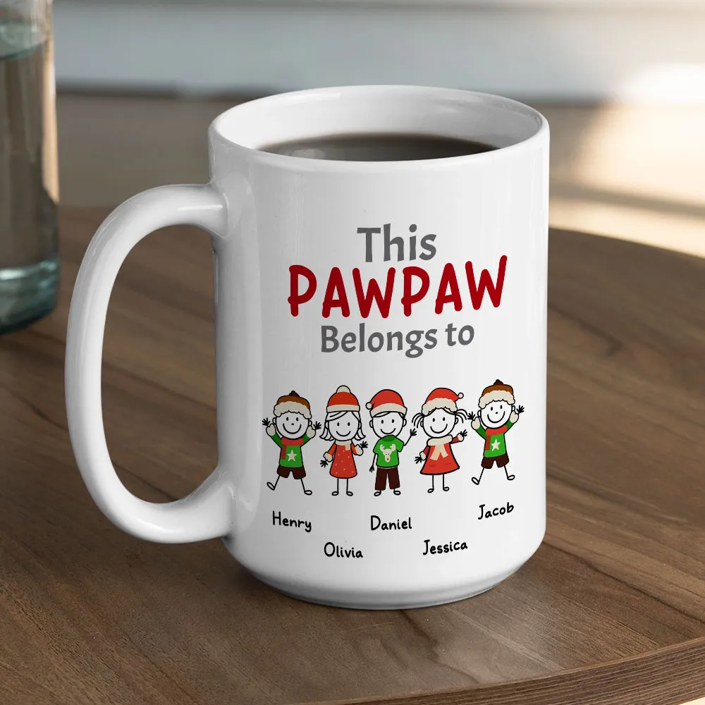 Custom “This Grandpa Belongs To” Mug – Holiday Stick-Figure Art, Unique Personalized Gift for Grandpa - Image 5