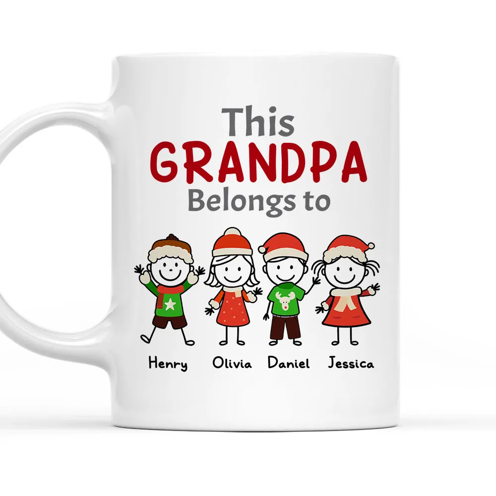 Custom “This Grandpa Belongs To” Mug – Holiday Stick-Figure Art, Unique Personalized Gift for Grandpa - Image 6