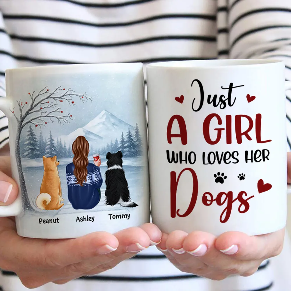 Personalized White Ceramic Mug for Dog Moms with Angel Pup Illustration, Winter Scene, Meaningful Pet Memorial Gift - Image 5