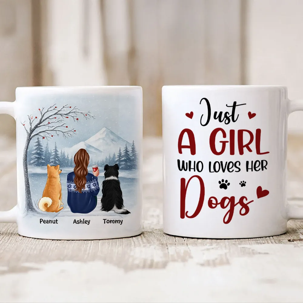 Personalized White Ceramic Mug for Dog Moms with Angel Pup Illustration, Winter Scene, Meaningful Pet Memorial Gift - Image 6