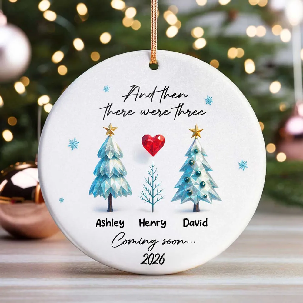 Personalized Expecting Parents Christmas Ornament, “And Then There Were Three/Five”, Baby Coming Soon Family Keepsake - Image 6