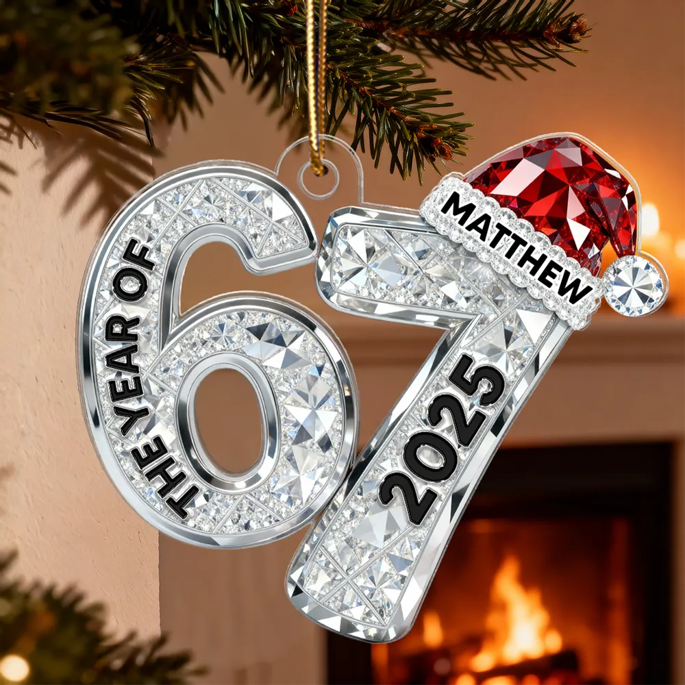 Custom 67 Acrylic Ornament With Santa Hat, Funny Gen Alpha Christmas Keepsake And Unique Gift For Kids Or Grandchildren - Image 6