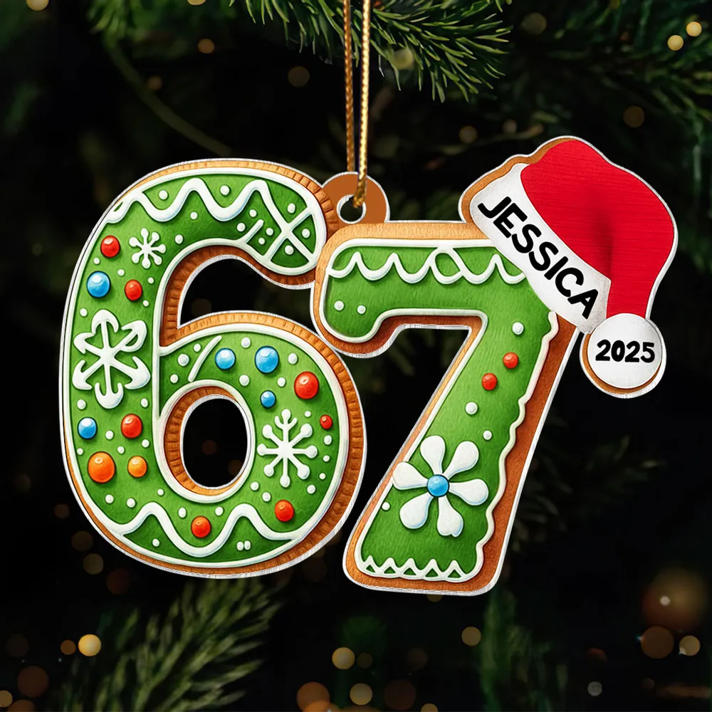 Personalized Gingerbread 67 Acrylic Ornament Funny Teen Tree Decor Unique Christmas Gift