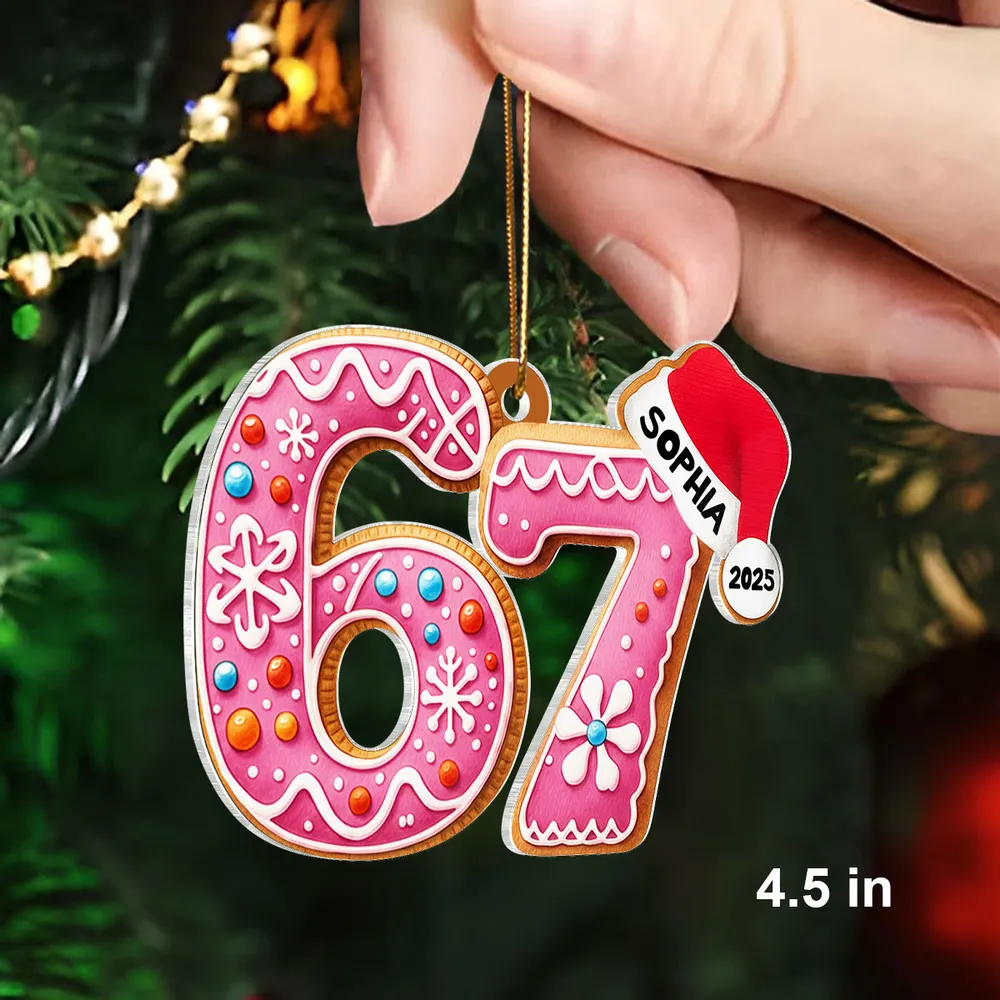 Personalized Gingerbread 67 Acrylic Ornament Funny Teen Tree Decor Unique Christmas Gift - Image 2