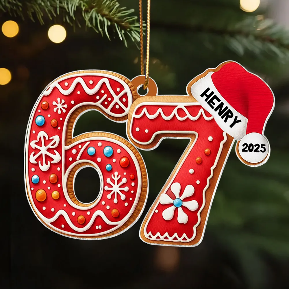 Personalized Gingerbread 67 Acrylic Ornament Funny Teen Tree Decor Unique Christmas Gift - Image 6