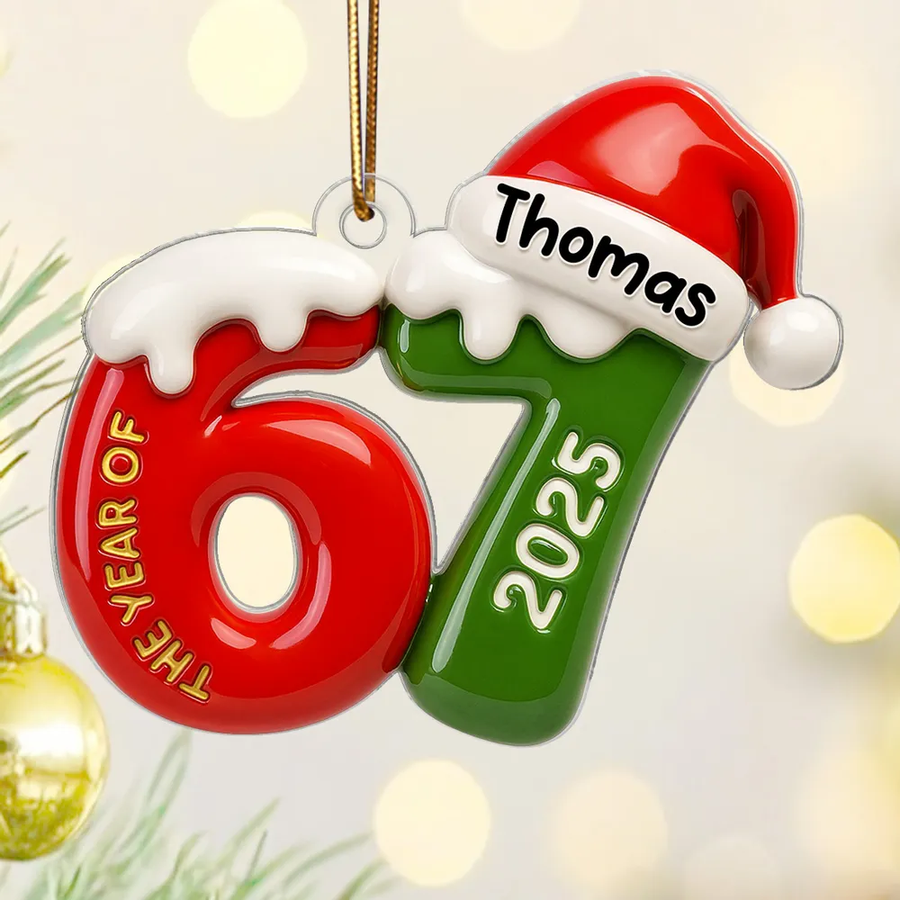 Personalized Christmas Ornament with Santa Hat, Fun Number Design for Teens and Grandkids
