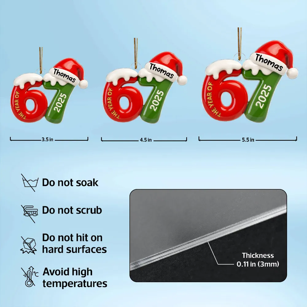 Personalized Christmas Ornament with Santa Hat, Fun Number Design for Teens and Grandkids - Image 4