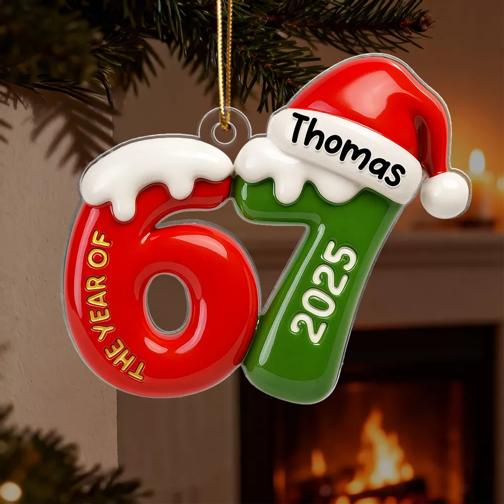 Personalized Christmas Ornament with Santa Hat, Fun Number Design for Teens and Grandkids - Image 5