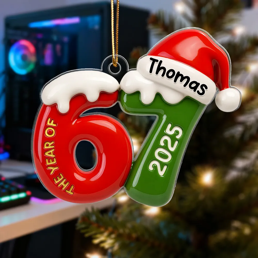 Personalized Christmas Ornament with Santa Hat, Fun Number Design for Teens and Grandkids - Image 6