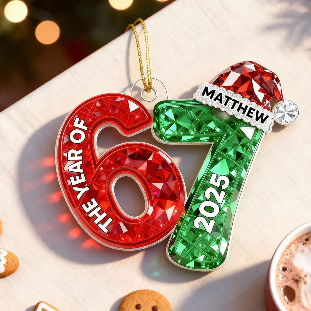 Personalized Number 67 Acrylic Ornament with Custom Name & Year – Celebrate with Meme Trend 67 - Image 3