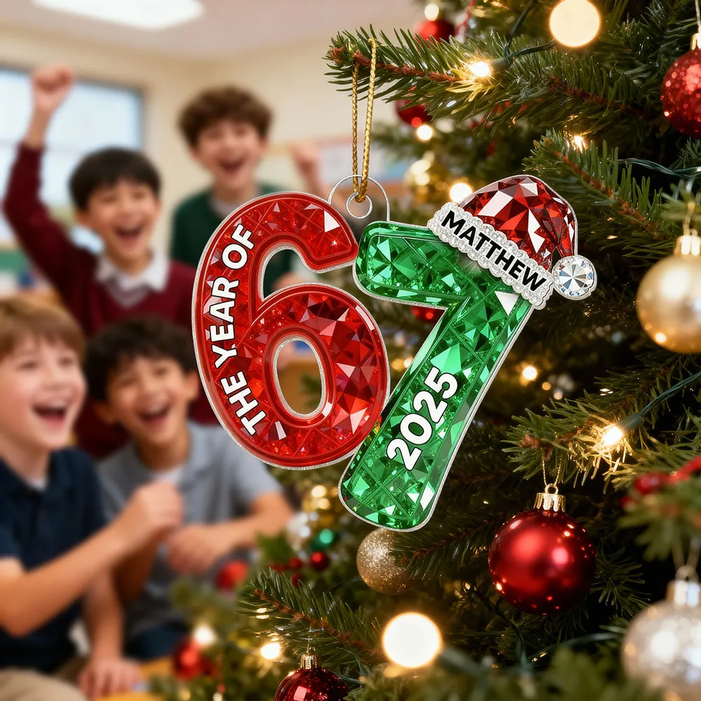 Personalized Number 67 Acrylic Ornament with Custom Name & Year – Celebrate with Meme Trend 67 - Image 4
