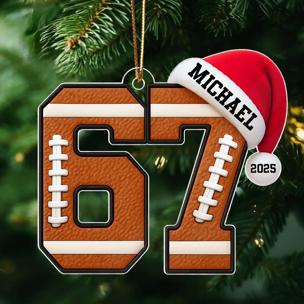 Funny 67 Sports Acrylic Ornament for Teens, Basketball & Football Design, Unique Christmas Tree Gift - Image 6