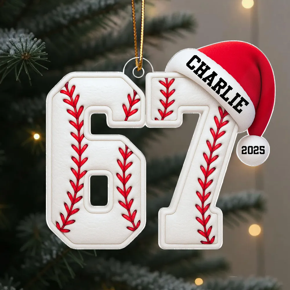 Funny 67 Sports Acrylic Ornament for Teens, Basketball & Football Design, Unique Christmas Tree Gift - Image 9