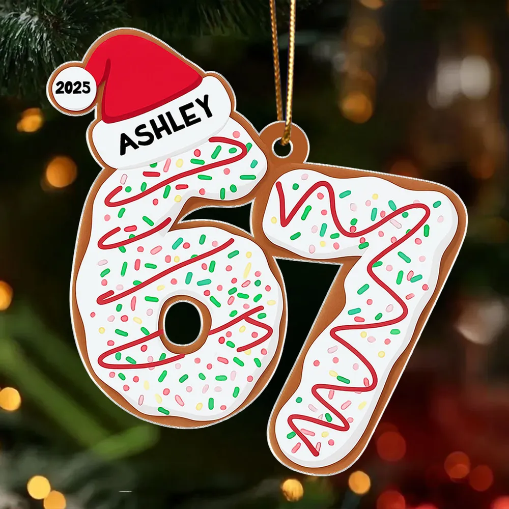 Personalized Acrylic Ornament 67 Gingerbread Design, Teen Slang Christmas Tree Decor, Cute Unique Gift for Grandkids - Image 5