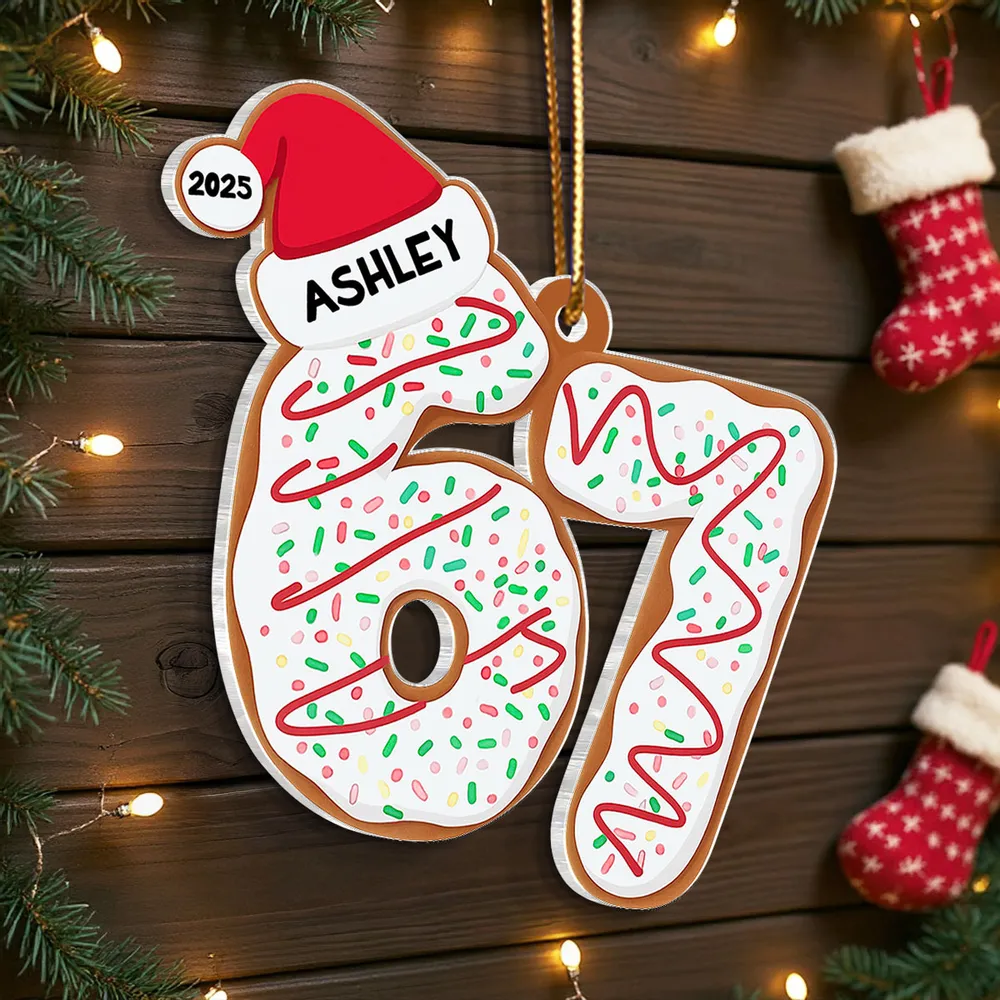 Personalized Acrylic Ornament 67 Gingerbread Design, Teen Slang Christmas Tree Decor, Cute Unique Gift for Grandkids - Image 8
