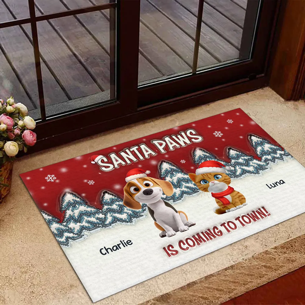 Personalized Santa Paws Standard Doormat with Custom Pets, Festive Entryway Decor & Unique Christmas Gift for Pet Lovers - Image 3