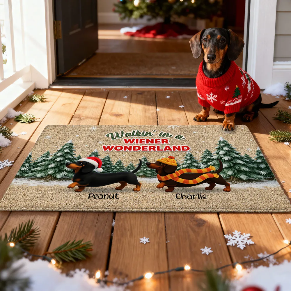 Personalized Dachshund Standard Doormat Christmas Entryway Decor, Walkin in a Wiener Wonderland, Unique Holiday Gift for Dog Lovers - Image 7