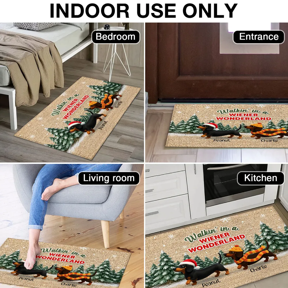 Personalized Dachshund Standard Doormat Christmas Entryway Decor, Walkin in a Wiener Wonderland, Unique Holiday Gift for Dog Lovers - Image 8
